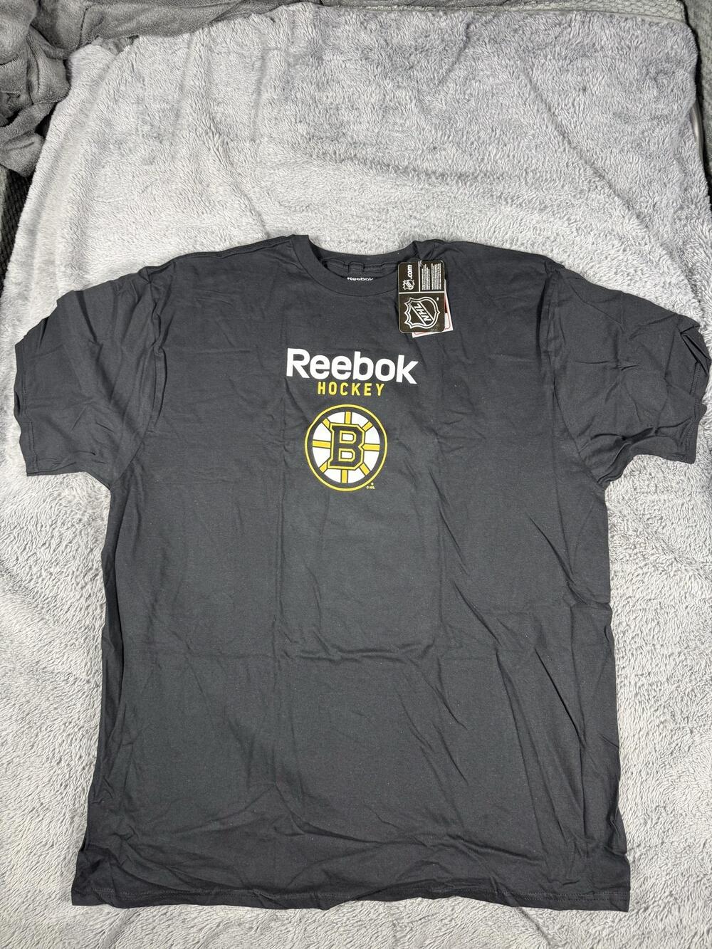 Boston Bruins Shirt Mens 2XL Black NHL Hockey Reebok Graphic Tee Short Sleeve